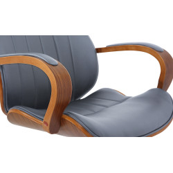 Chaise de bureau Melilla en cuir artificiel noyer/gris
