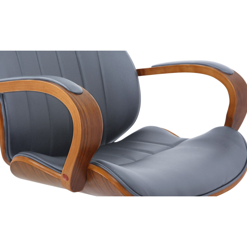 Chaise de bureau Melilla en cuir artificiel noyer/gris