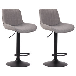 Ensemble de 2 tabourets de bar Lentini, en tissu, noir et gris
