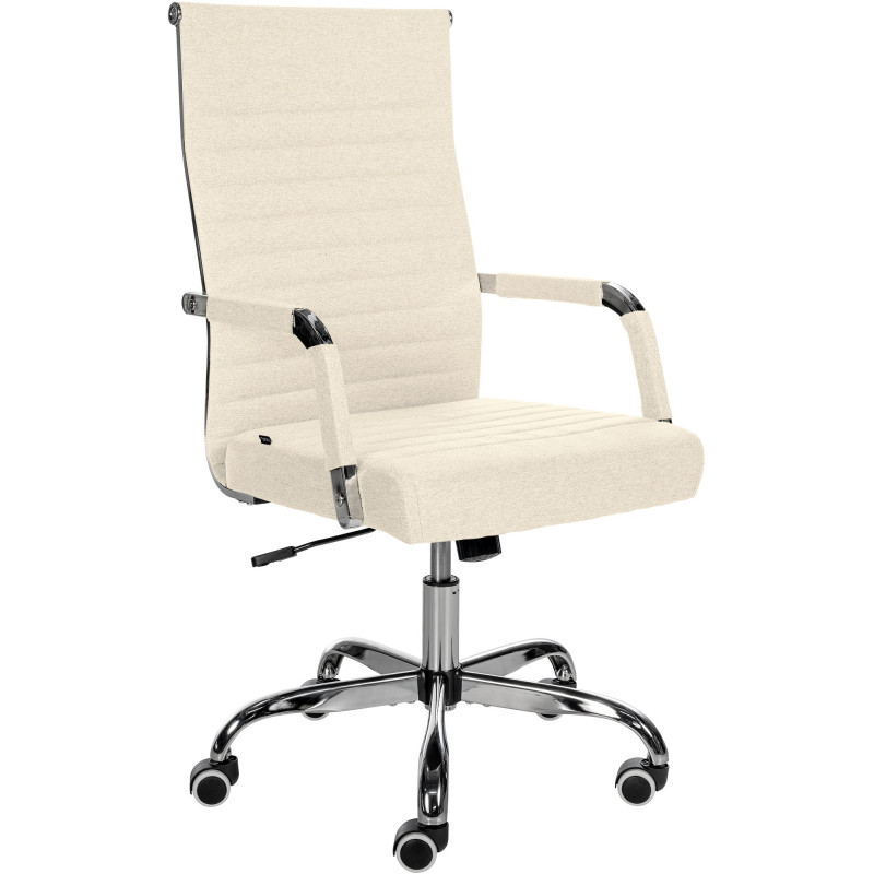 Chaise de bureau en tissu Amadora crème