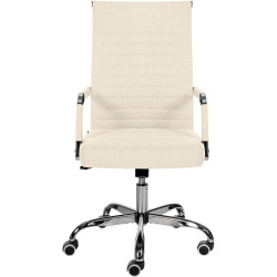 Chaise de bureau en tissu Amadora crème