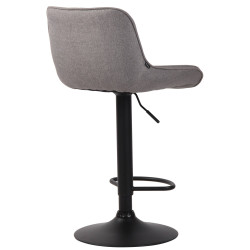 Ensemble de 2 tabourets de bar Lentini, en tissu, noir et gris
