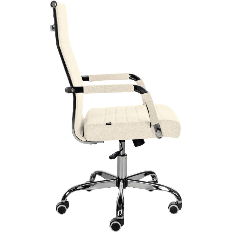 Chaise de bureau en tissu Amadora crème