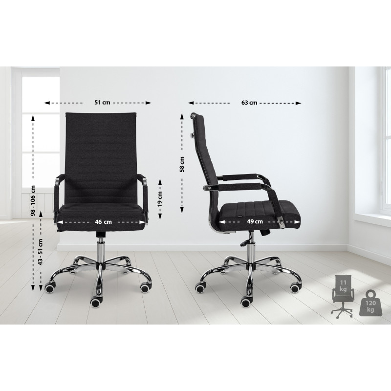 Chaise de bureau en tissu Amadora noir
