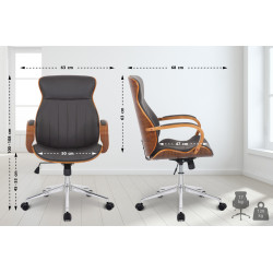 Chaise de bureau Melilla en cuir artificiel noyer/marron