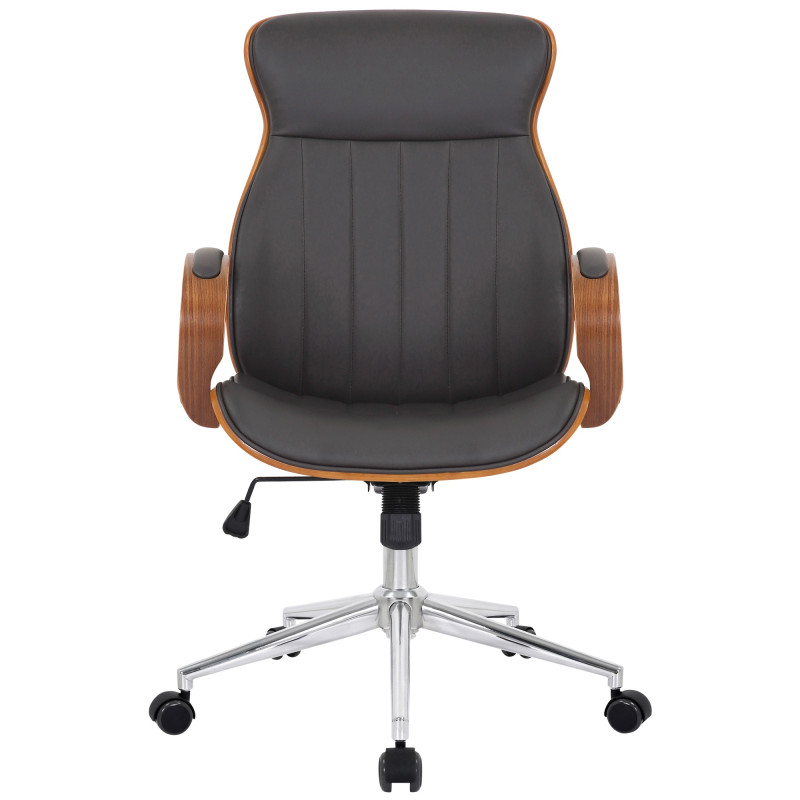 Chaise de bureau Melilla en cuir artificiel noyer/marron