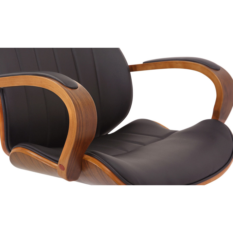 Chaise de bureau Melilla en cuir artificiel noyer/marron