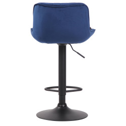 Ensemble de 2 tabourets de bar Lentini en velours, noir et bleu
