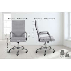 Chaise de bureau en tissu Amadora gris
