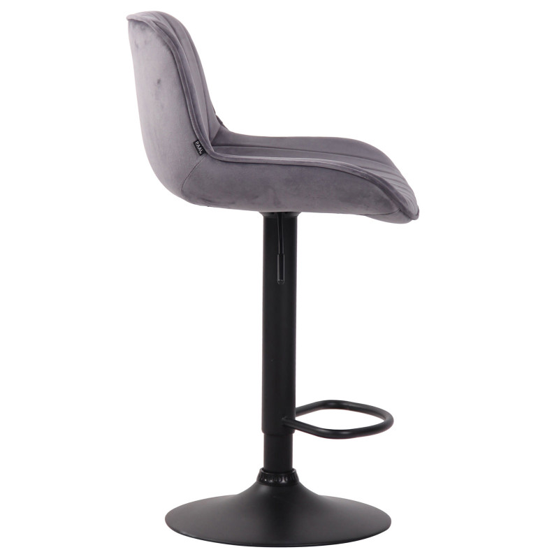 Lot de 2 tabourets de bar Lentini en velours, noir/gris foncé