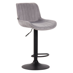 Juego de 2 taburetes de bar Lentini de terciopelo, negro y gris