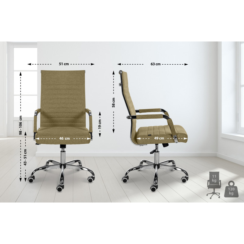 Chaise de bureau en tissu Amadora vert
