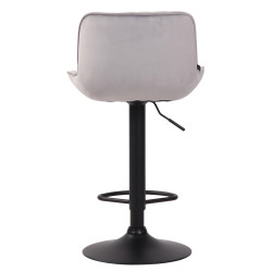 Ensemble de 2 tabourets de bar Lentini en velours, noir et gris