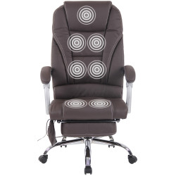 Chaise de bureau Pacific en cuir véritable avec fonction massage brun