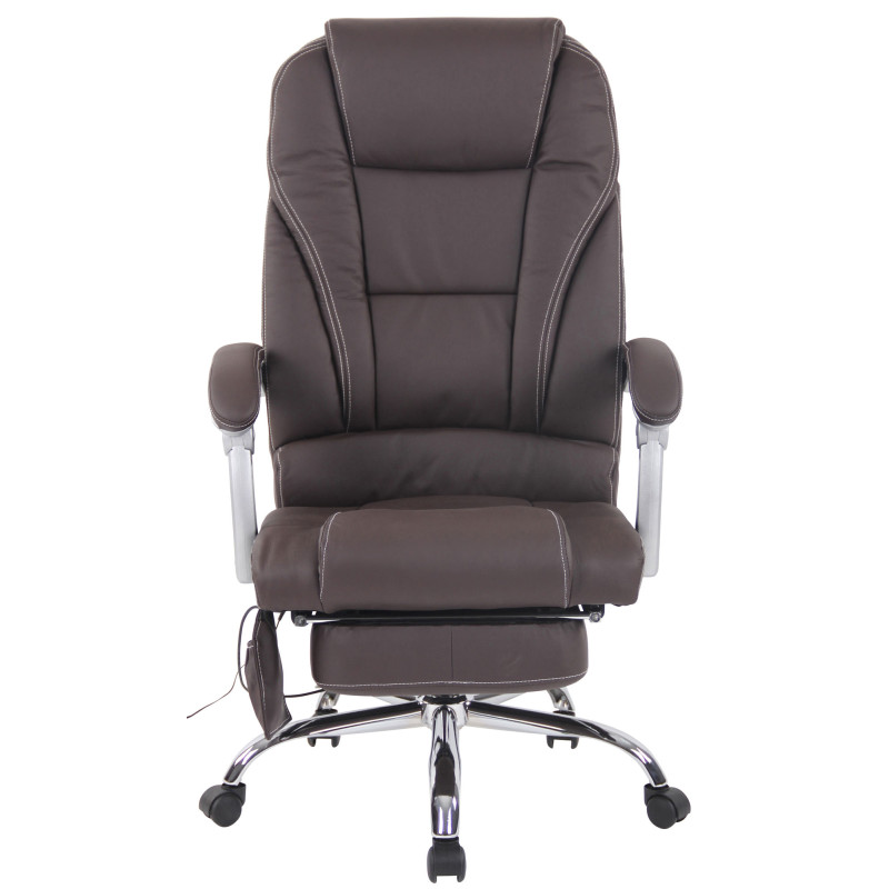 Chaise de bureau Pacific en cuir véritable avec fonction massage brun