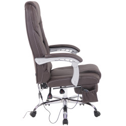 Chaise de bureau Pacific en cuir véritable avec fonction massage brun