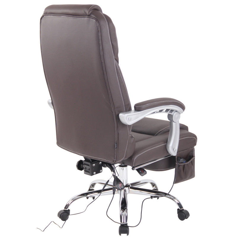 Chaise de bureau Pacific en cuir véritable avec fonction massage brun