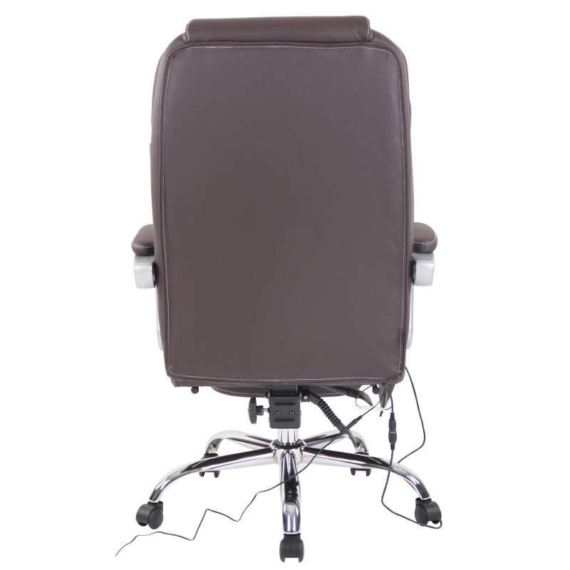 Chaise de bureau Pacific en cuir véritable avec fonction massage brun