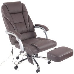 Chaise de bureau Pacific en cuir véritable avec fonction massage brun