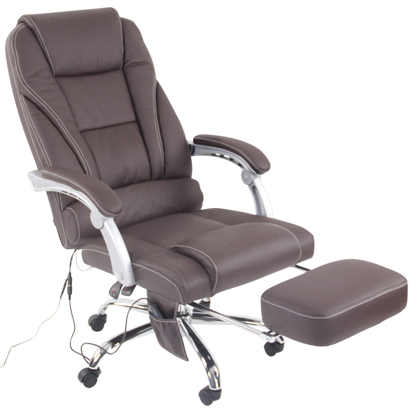 Chaise de bureau Pacific en cuir véritable avec fonction massage brun