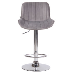 Ensemble de 2 tabourets de bar Lentini en velours gris chromé