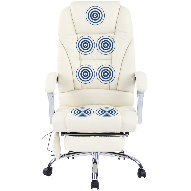 Chaise de bureau Pacific en cuir véritable avec fonction massage crème