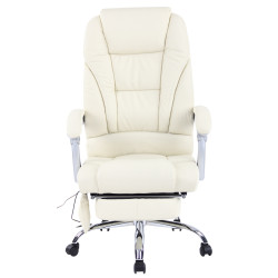 Chaise de bureau Pacific en cuir véritable avec fonction massage crème