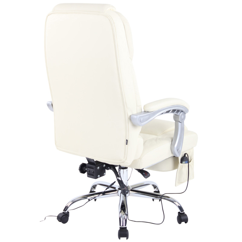 Chaise de bureau Pacific en cuir véritable avec fonction massage crème
