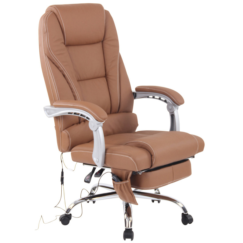 Chaise de bureau Pacific en cuir véritable avec fonction massage marron clair
