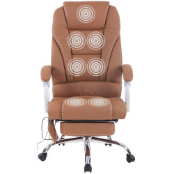 Chaise de bureau Pacific en cuir véritable avec fonction massage marron clair