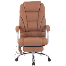 Chaise de bureau Pacific en cuir véritable avec fonction massage marron clair