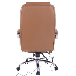 Chaise de bureau Pacific en cuir véritable avec fonction massage marron clair