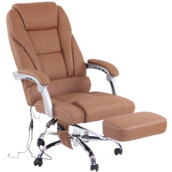 Chaise de bureau Pacific en cuir véritable avec fonction massage marron clair