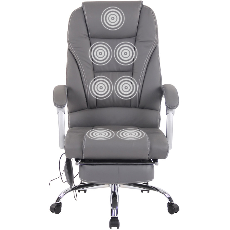 Chaise de bureau Pacific en cuir véritable avec fonction massage gris