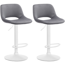 Lot de 2 tabourets de bar en velours Camden en blanc et gris foncé