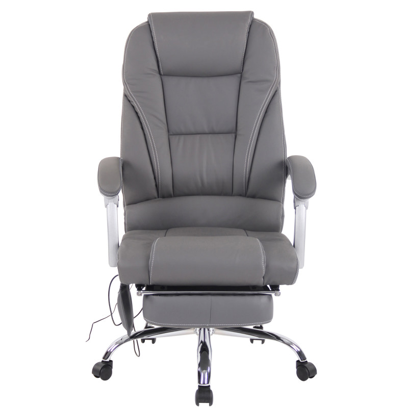 Chaise de bureau Pacific en cuir véritable avec fonction massage gris