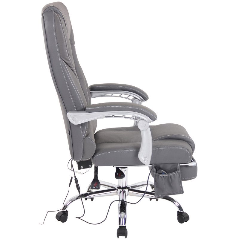 Chaise de bureau Pacific en cuir véritable avec fonction massage gris