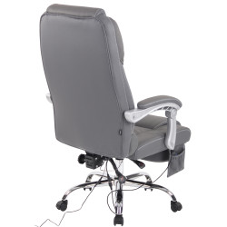 Chaise de bureau Pacific en cuir véritable avec fonction massage gris