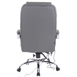 Chaise de bureau Pacific en cuir véritable avec fonction massage gris