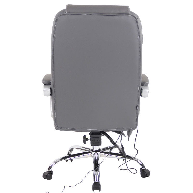 Chaise de bureau Pacific en cuir véritable avec fonction massage gris