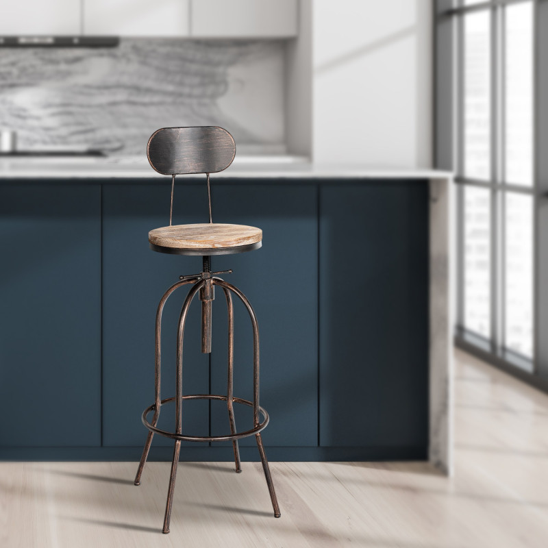 Ensemble de 2 tabourets de bar Pino, bois bronze