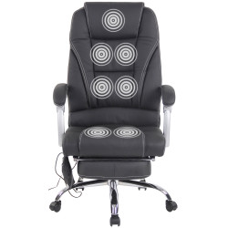Chaise de bureau Pacific en cuir véritable avec fonction massage noir