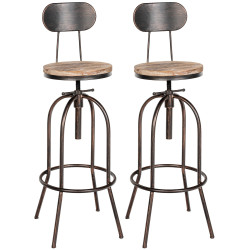 Conjunto de 2 banquetas de bar Pino, em madeira bronze.