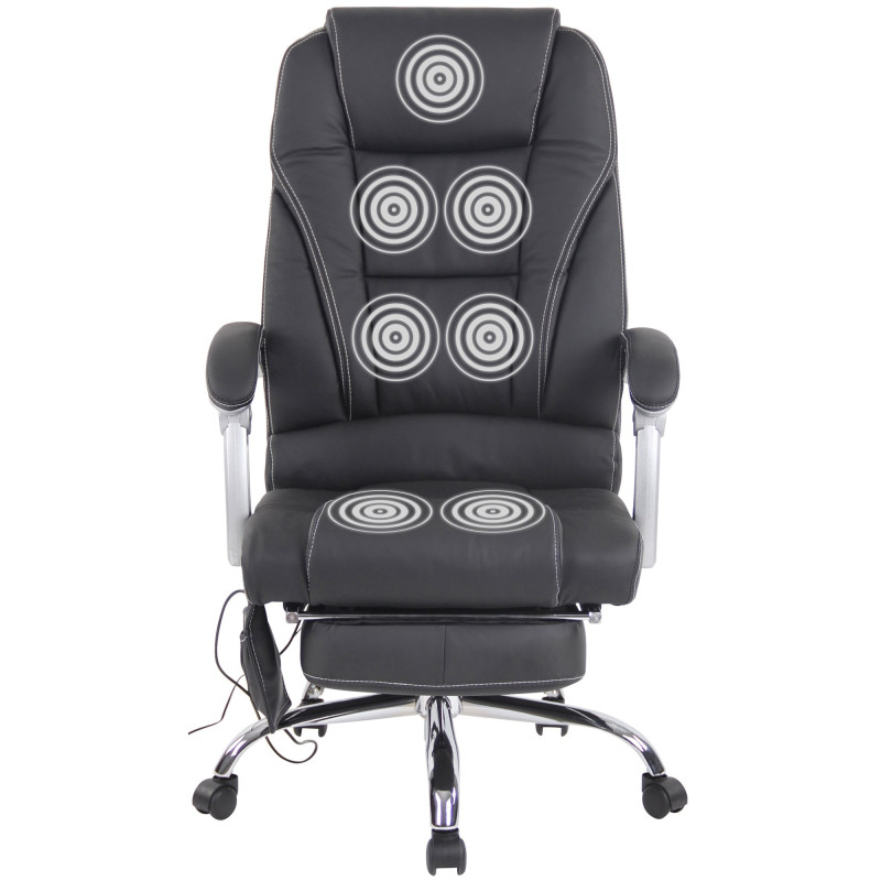 Chaise de bureau Pacific en cuir véritable avec fonction massage noir