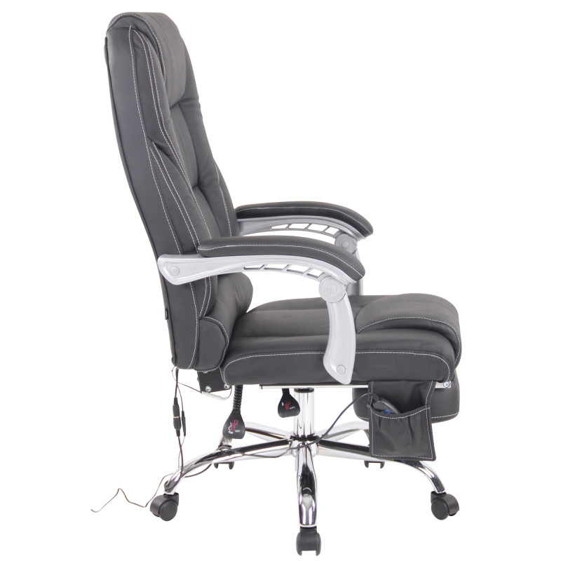 Chaise de bureau Pacific en cuir véritable avec fonction massage noir