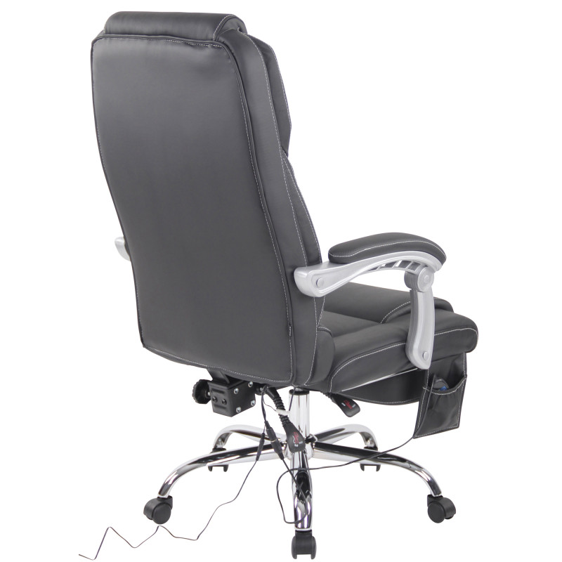 Chaise de bureau Pacific en cuir véritable avec fonction massage noir
