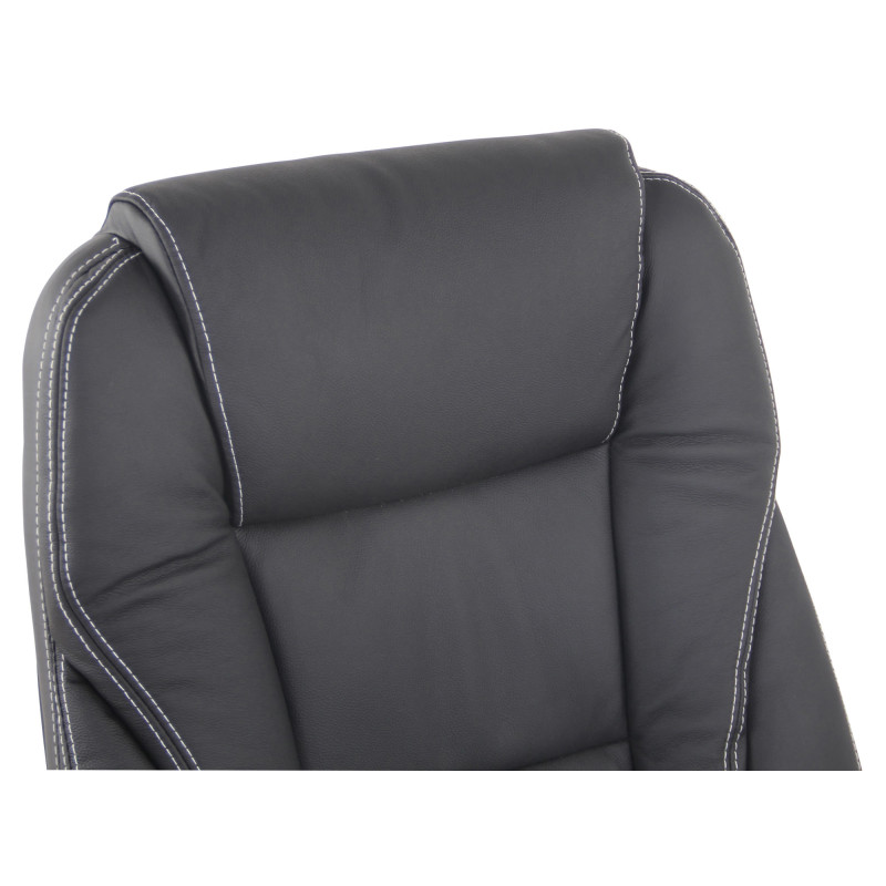 Chaise de bureau Pacific en cuir véritable avec fonction massage noir