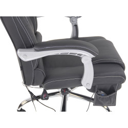 Chaise de bureau Pacific en cuir véritable avec fonction massage noir