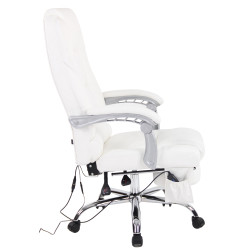Chaise de bureau Pacific en cuir véritable avec fonction massage blanc