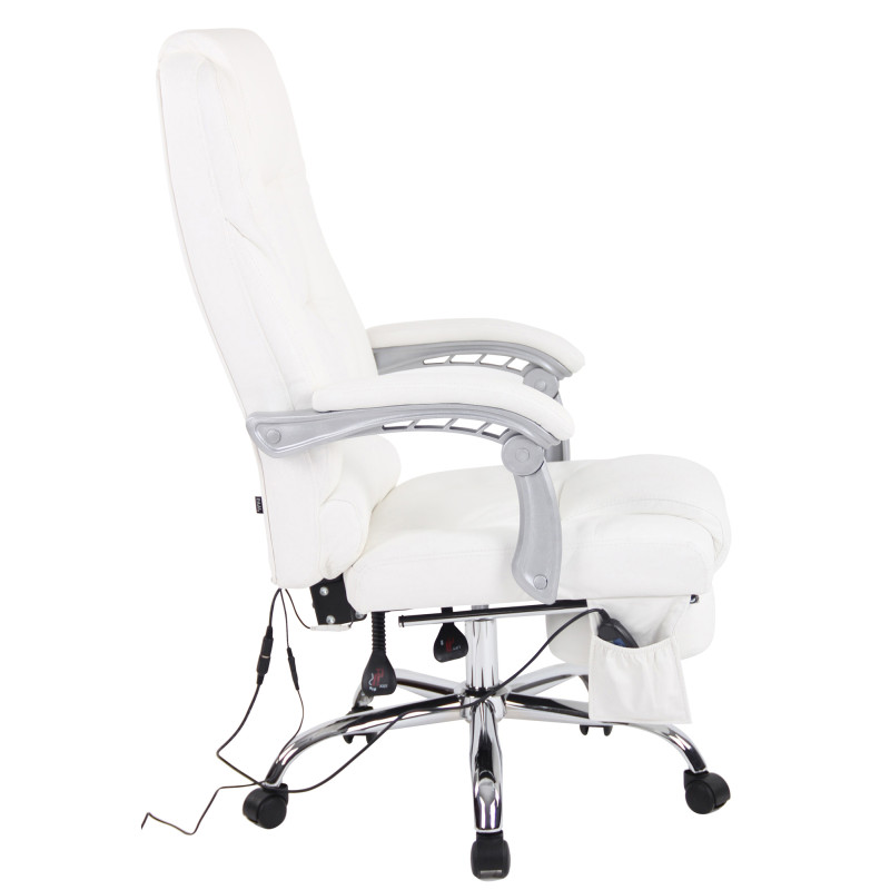 Chaise de bureau Pacific en cuir véritable avec fonction massage blanc